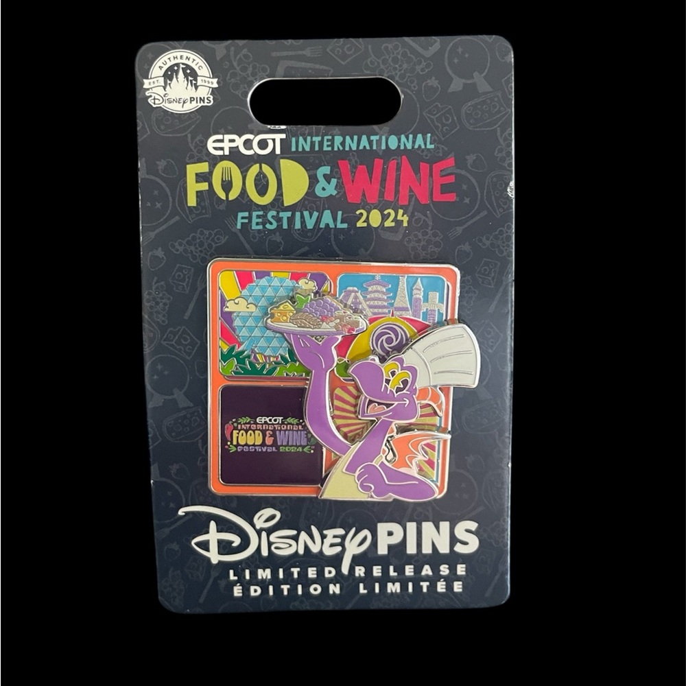 Disney Park Pin Trading Epcot Food & Wine Figment Limited Release Enamel Pin